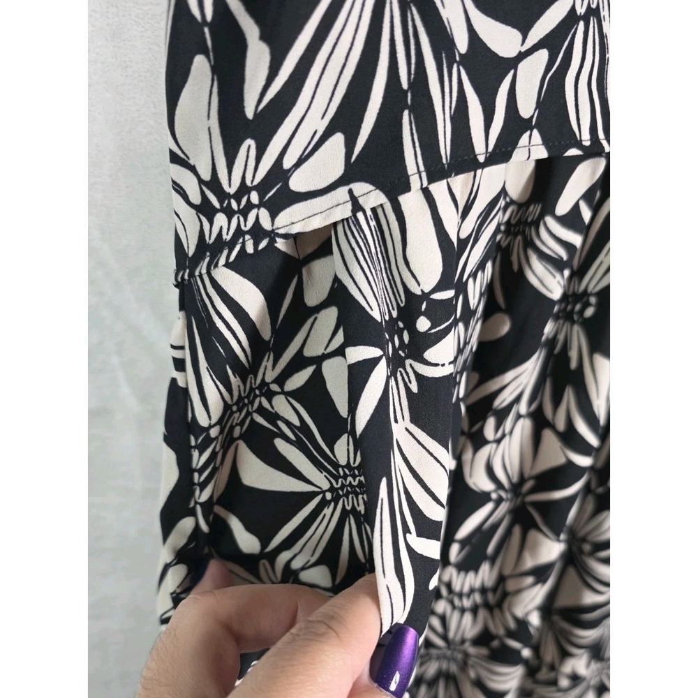 Anthropologie 9-H15 STCL XS Floral Dress Black Beige V Neck Tie Back Pockets - Picture 8 of 14